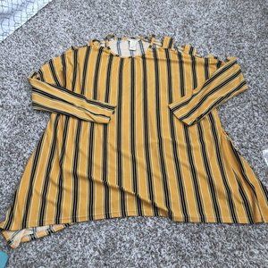 NYC  womens cold shoulder detail blouse top strip size 3XL  Long Sleeve